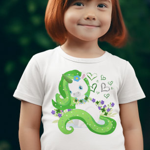 St. Patrick's Day Green Unicorn Clover Hearts T-Shirt