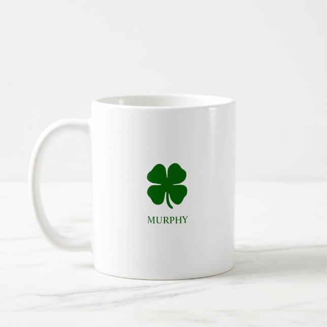 St Patricks Day Green Vierblättriges Kleeblatt Luc Kaffeetasse (Links)