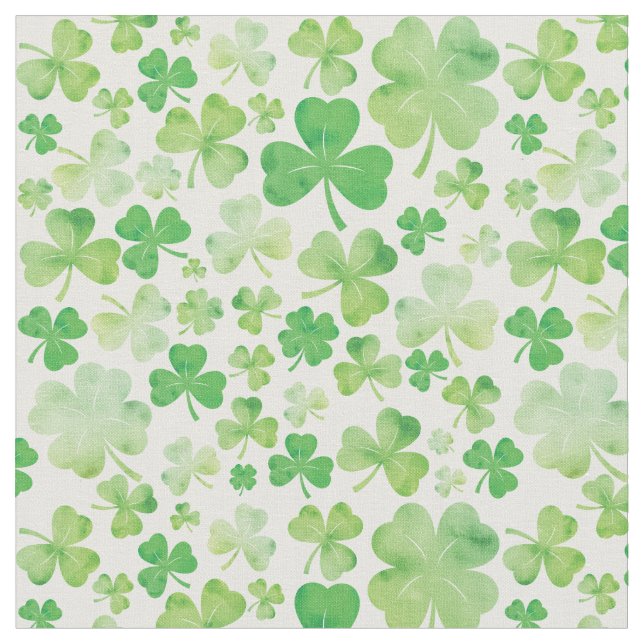St Patricks Day Green Watercolor Kleeblatt Design Stoff (Nahaufnahme)