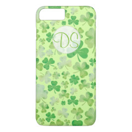 St Patricks Day Green Watercolor Kleeblatt Muster iPhone 8 Plus/7 Plus Hülle