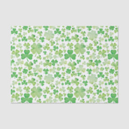St Patricks Day Green Watercolor Kleeblatt Muster Seidenpapier