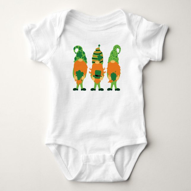 St. Patrick's Day Grnomes-0000 Baby Strampler (Vorderseite)
