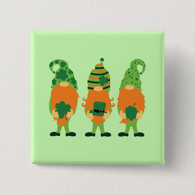 St. Patrick's Day Grnomes Button (Vorderseite)