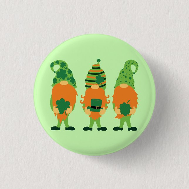 St. Patrick's Day Grnomes Button (Vorderseite)