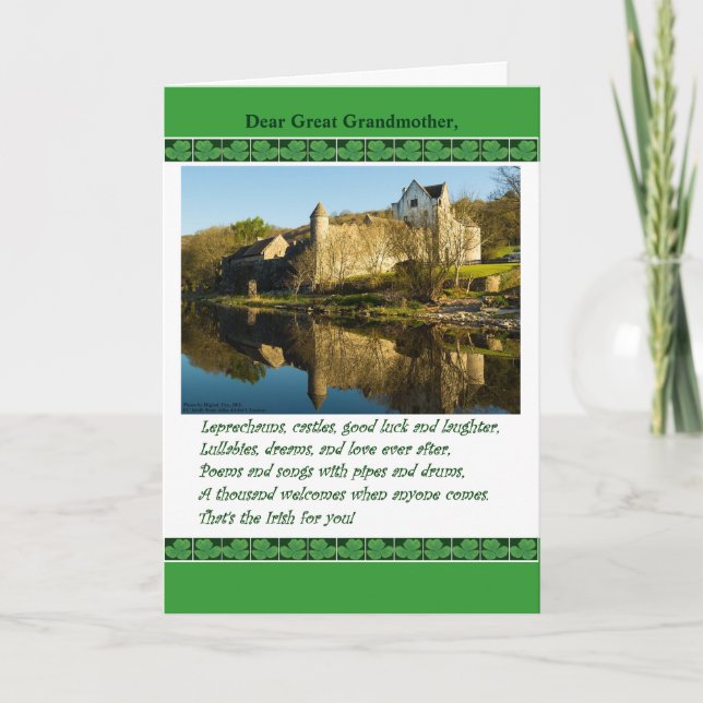 St. Patrick's Day Großmutter, Gedicht, Schloss Karte (Vorderseite)