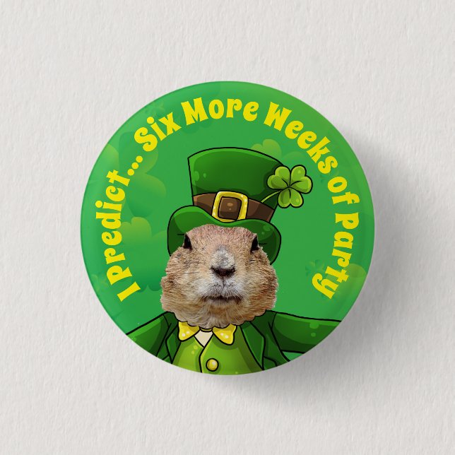 St. Patrick's Day Groundhog Party Animal Button (Vorderseite)