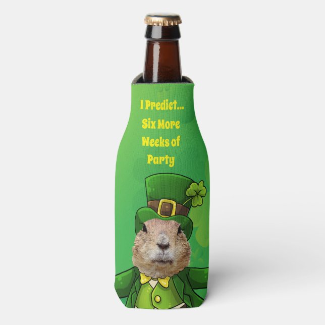 St. Patrick's Day Groundhog Party Animal Flaschenkühler (Flaschenvorderseite)