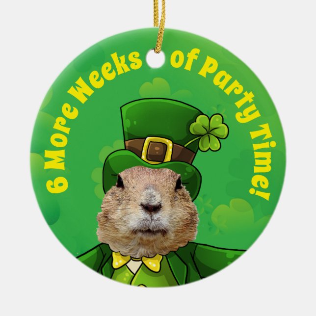 St. Patrick's Day Groundhog Party Animal Keramik Ornament (Vorne)