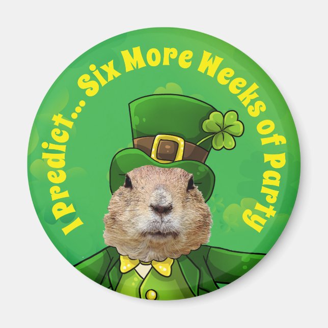 St. Patrick's Day Groundhog Party Animal Magnet (Vorne)