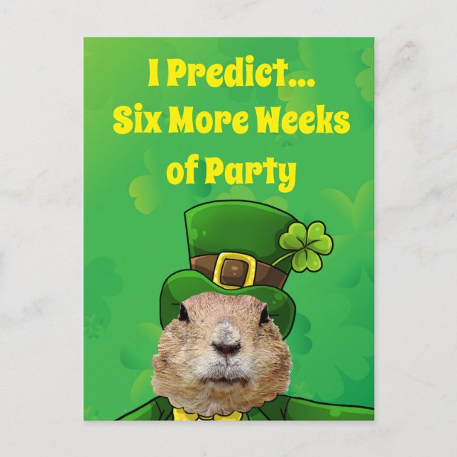 St. Patrick's Day Groundhog Party Animal Postkarte (Vorderseite)