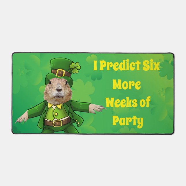 St. Patrick's Day Groundhog Party Animal Schreibtischunterlage (Vorderseite)
