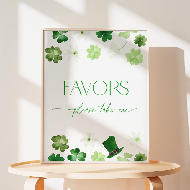St. Patricks Day Grün Nimm ein Geschenk Podest Sch Sockelschild (St. Patricks Day green shamrock Favors Sign)