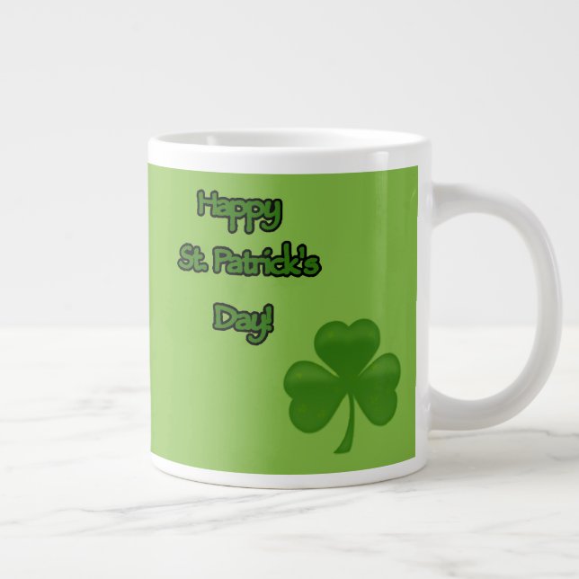 St. Patrick's Day, Grüne Clovers, Lucky Clovers Jumbo-Tasse (Rechts)