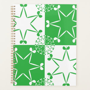 St. Patricks Day Grüne Kleeblatt-Stern-Geometrie Planer