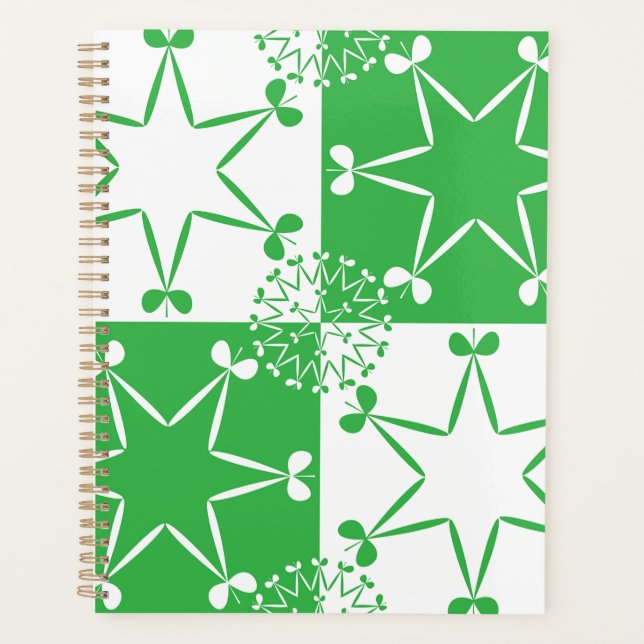 St. Patricks Day Grüne Kleeblatt-Stern-Geometrie Planer (Vorderseite)
