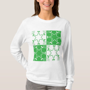 St Patricks Day Grüne Kleeblatt-Stern Geometrisch T-Shirt