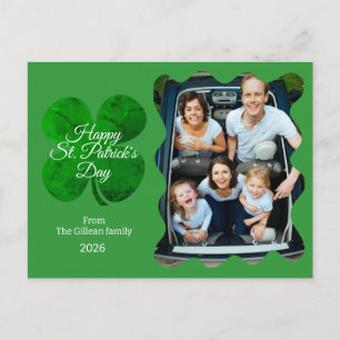 St. Patricks Day Grüne Shamrocks Familienfoto Feiertagspostkarte