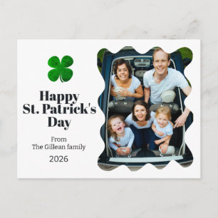 St. Patricks Day Grüne Shamrocks Familienfoto Feiertagspostkarte