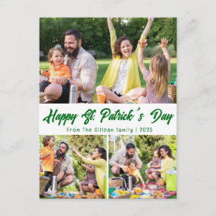 St. Patricks Day Grüne Shamrocks Familienfoto Feiertagspostkarte