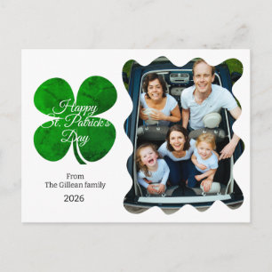 St. Patricks Day Grüne Shamrocks Familienfoto Feiertagspostkarte