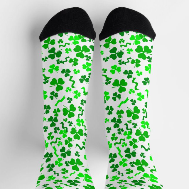 St. Patrick's Day Grüne Shamrocks Konfetti Socken (Oben)