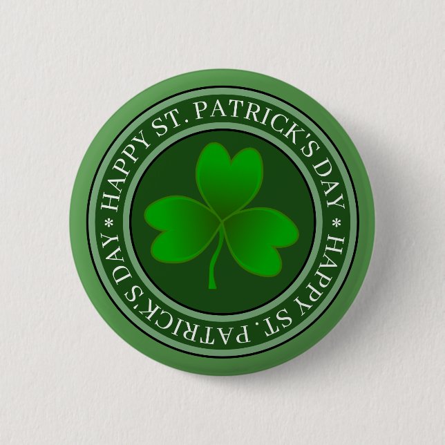 St. Patrick's Day Grüner Kleeblatt Button (Vorderseite)