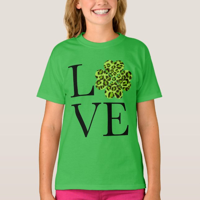 St. Patrick's Day | Grünes Gepard Kleeblatt T-Shirt (Vorderseite)