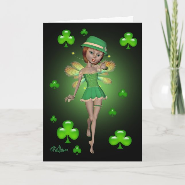St. Patrick's Day Grußkarte - irische Pixie Karte (Vorderseite)