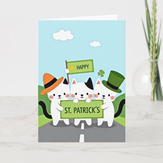 St. Patricks Day Grußkarte mit Katzen Karte (Vorderseite)