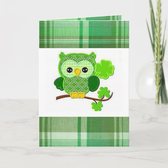 St. Patrick's Day Grußkarte Owl Karte (Vorderseite)