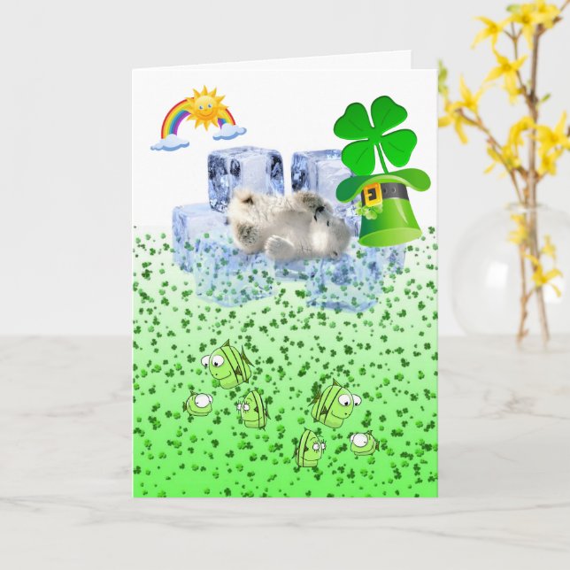 St. Patrick's Day Grußkarte Polar Bear Karte (Gelbe Blume)