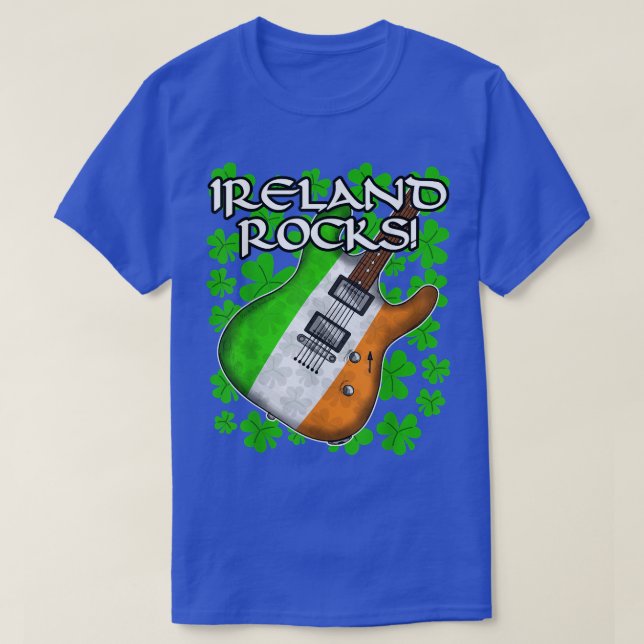 St Patricks Day Guitar Irish Flag Irland Rocks Gu T-Shirt (Design vorne)
