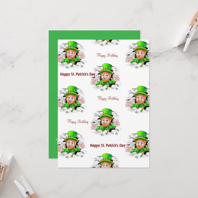 St. Patrick's Day Happy Birthday Einladung (Vorderseite/Rückseite Beispiel)