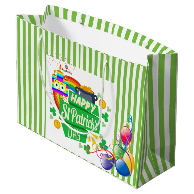 St. Patrick's Day Happy Birthday Geschenktasche Große Geschenktüte (Rückseite Schrägansicht)