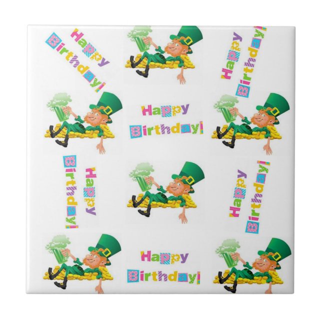 St. Patrick's Day Happy Birthday Keramik Tile Fliese (Vorderseite)