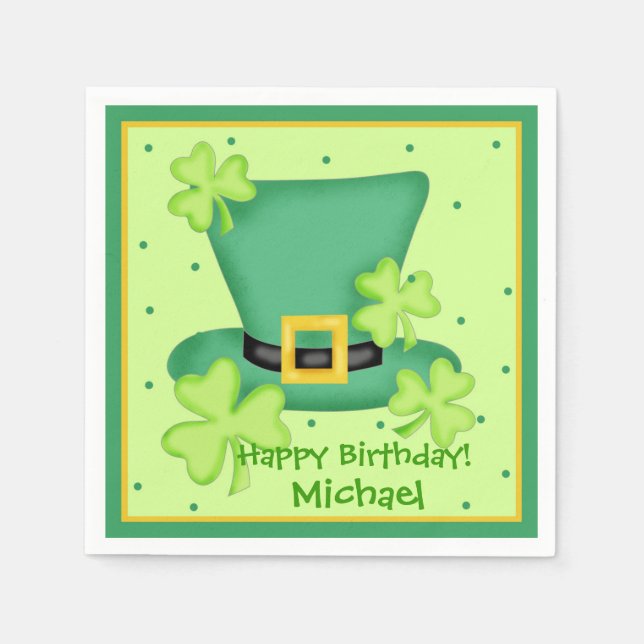 St. Patrick's Day Happy Birthday Name Personalisie Serviette (Vorderseite)