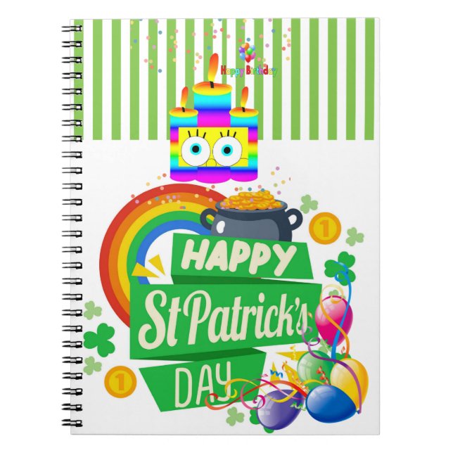St. Patrick's Day Happy Birthday Notebook Notizblock (Vorderseite)