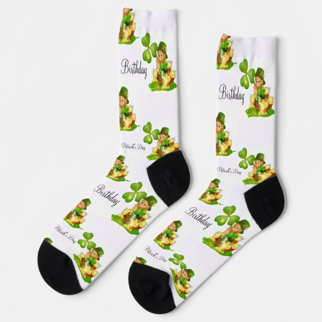 St. Patrick's Day Happy Birthday Socks Socken (Linkes Detail)