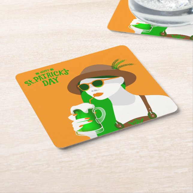 St. Patrick's Day Hard Plastic Beverage Coaster Rechteckiger Pappuntersetzer (angewinkelt)
