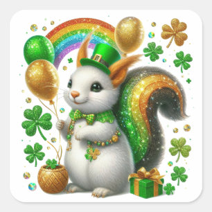 St. Patricks Day Hase Quadratischer Aufkleber