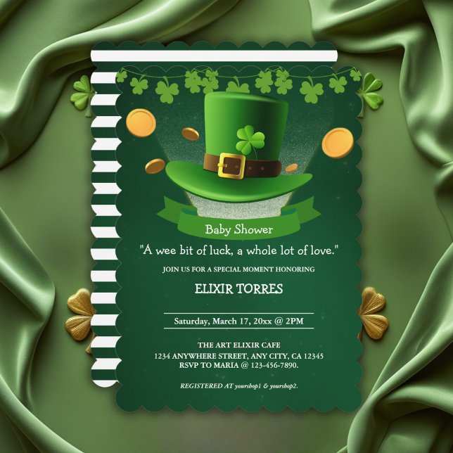 St. Patrick's Day Hat Kleeblatt Gold Baby Shower Einladung (Von Creator hochgeladen)