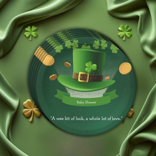 St. Patrick's Day Hat Kleeblatt Gold Baby Shower Pappteller (Von Creator hochgeladen)
