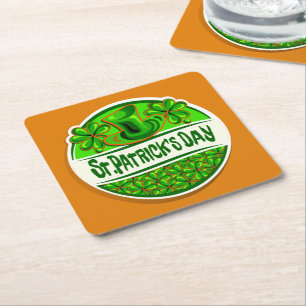 St Patrick's Day Hat Kleeblatts Green Orange Rechteckiger Pappuntersetzer