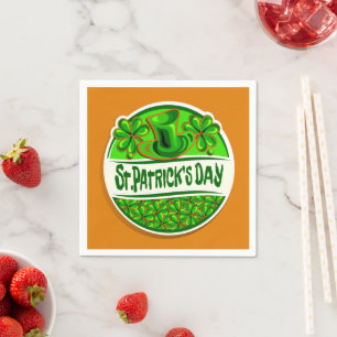 St Patrick's Day Hat Kleeblatts Green Orange Small Serviette