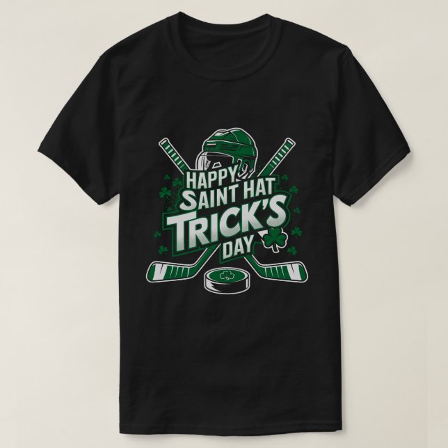 St. Patrick's Day Hat Trick Ice Hockey St. Patrick T-Shirt (Design vorne)