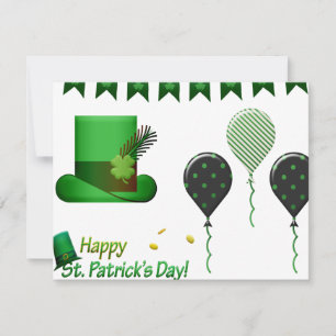 St Patricks' Day Hat und Balloons Karte