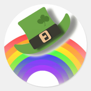 St Patricks Day Hat und Rainbow Runder Aufkleber