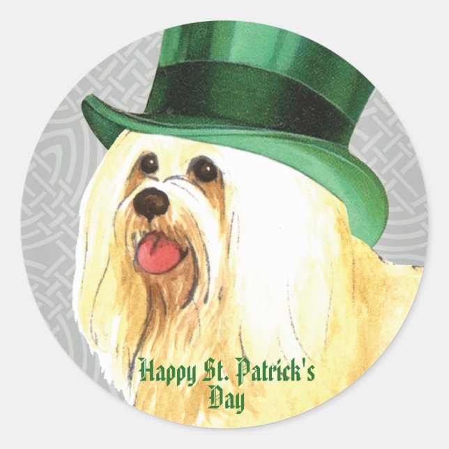 St. Patrick's Day Havanese Classic Round Sticker (Vorderseite)