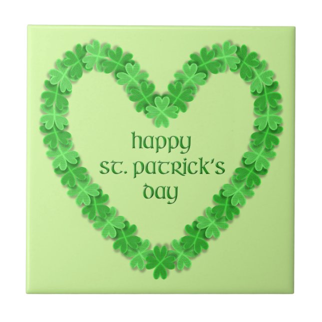 St Patrick's Day Heart Fliese (Vorderseite)