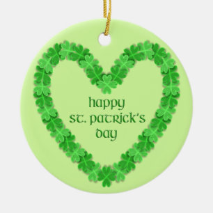 St Patrick's Day Heart Keramikornament